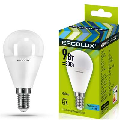 Лампа Ergolux LED-G45-9W-E14-4K (Холодный)