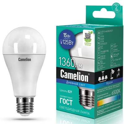 Лампа Camelion LED15-A60/865/E27 (Дневной)