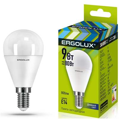 Лампа Ergolux LED-G45-9W-E14-6K (Дневной)