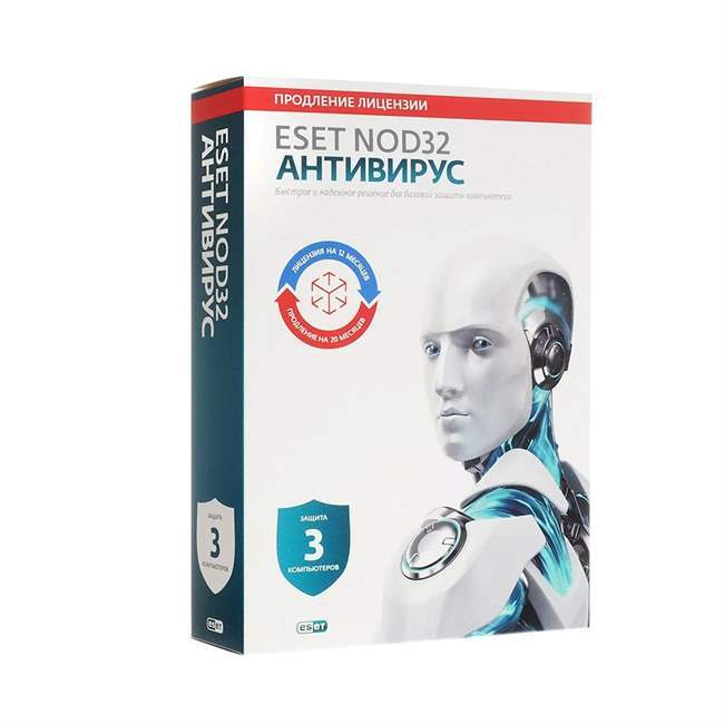 Антивирус Eset NOD32 BOX продление или новая лицензия на 1 год 3ПК