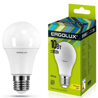 Лампа Ergolux LED-A60-10W-E27-3K (Тёплый)