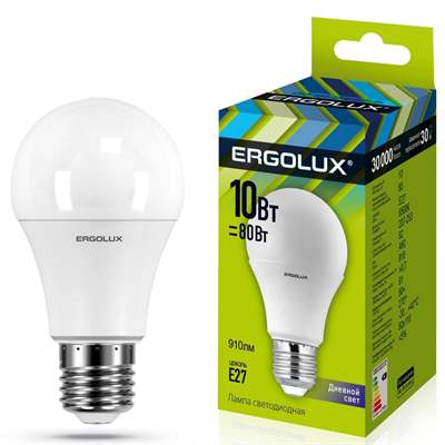 Лампа Ergolux LED-A60-10W-E27-6K (Дневной)
