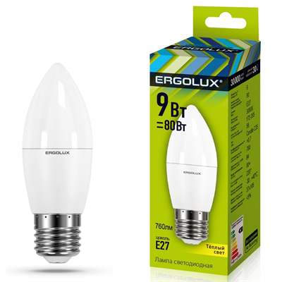 Лампа Ergolux LED-C35-9W-E27-3K (Тёплый)