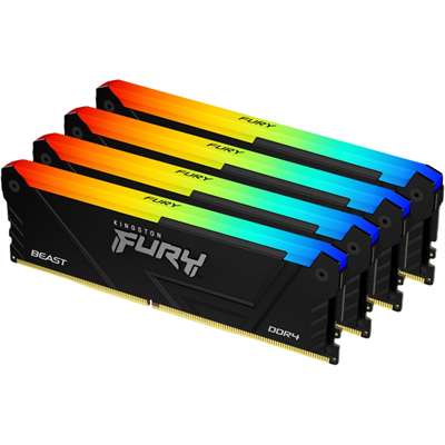 Оперативная память Kingston FURY Beast RGB Black XMP, DDR4 128GB(4x32GB)/3600Mhz DIMM (KF436C18BB2AK4/128)