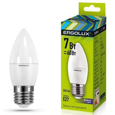 Лампа Ergolux LED-C35-7W-E27-6K (Дневной)