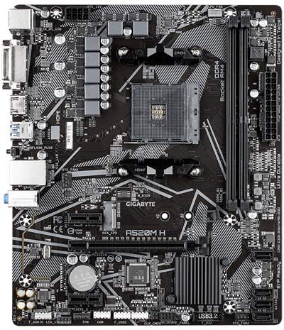 Материнская плата Gigabyte A520M H, AM4, MicroATX