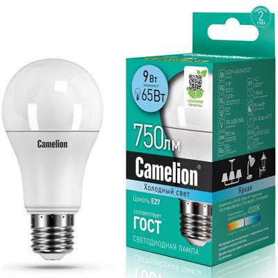 Лампа Camelion LED9-A60/845/E27 (Холодный)