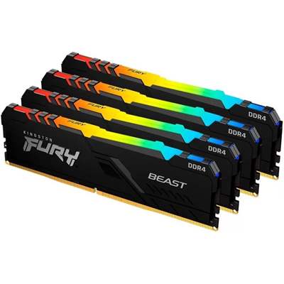 Оперативная память Kingston FURY Beast Black RGB XMP, DDR4 128GB (4x32GB)/3600MHz DIMM (KF436C18BBAK4/128)