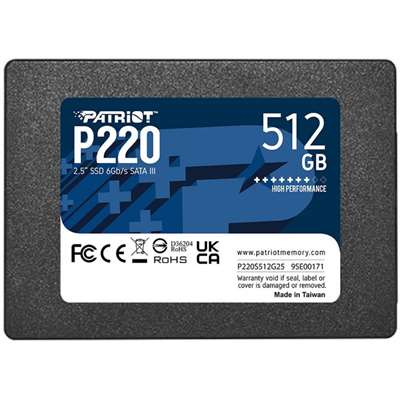 SSD накопитель Patriot P220, 512 ГБ, SATA III (P220S512G25)