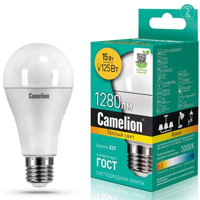 Лампа Camelion LED15-A60/830/E27 (Тёплый)