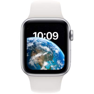 Смарт-часы Apple Watch SE 2-GEN, 44mm Silver Aluminium Case with White Sport Band (MNK23GK/A)