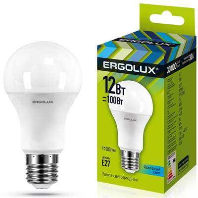 Лампа Ergolux LED-A60-12W-E27-4K (Холодный)