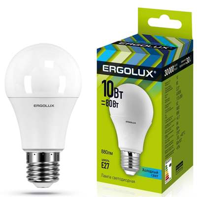Лампа Ergolux LED-A60-10W-E27-4K (Холодный)