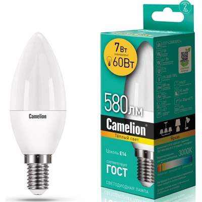 Лампа Camelion LED7-C35/830/E14 (Тёплый)