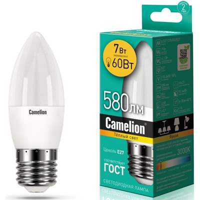 Лампа Camelion LED7-C35/830/E27 (Тёплый)